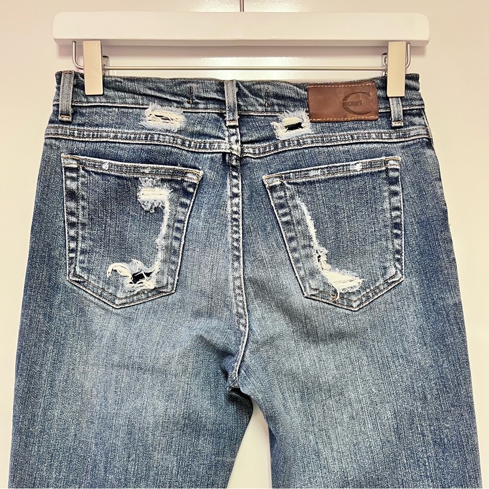 Just Cavalli Italy Bootcut Jeans Distressed Raw Hem Designer Sz 27 Y2K Archive - Picture 6 of 9